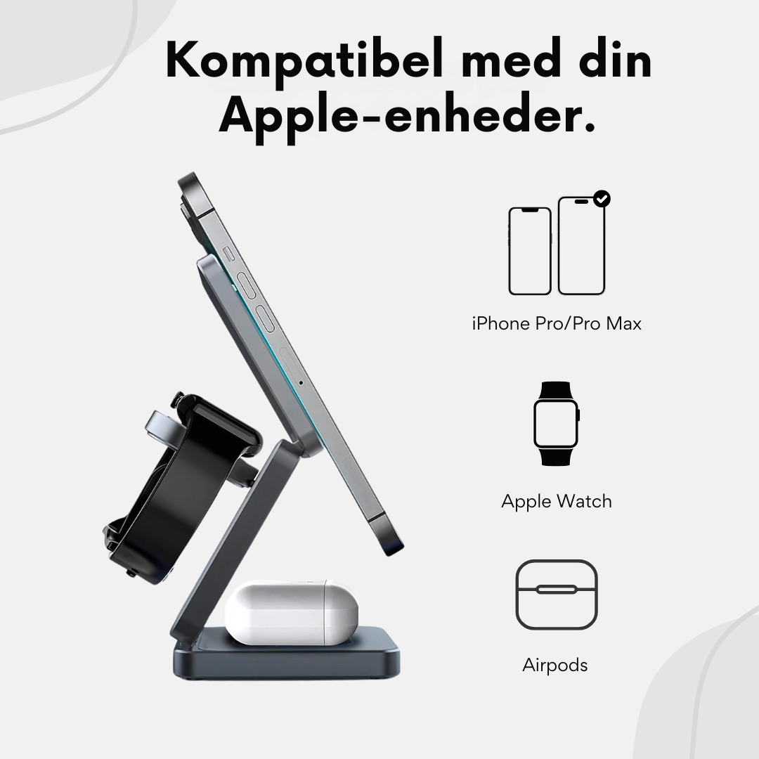 TriDock | 3-i-1 Trådløs Oplader