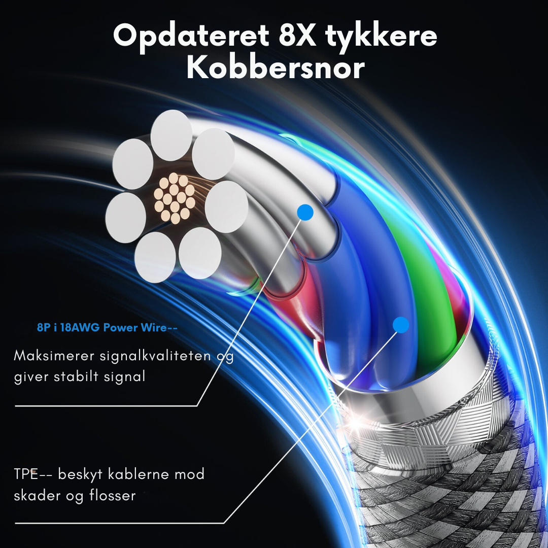 PowerKant | Magnetisk anti-tangle-ladekabel på 1 meter |