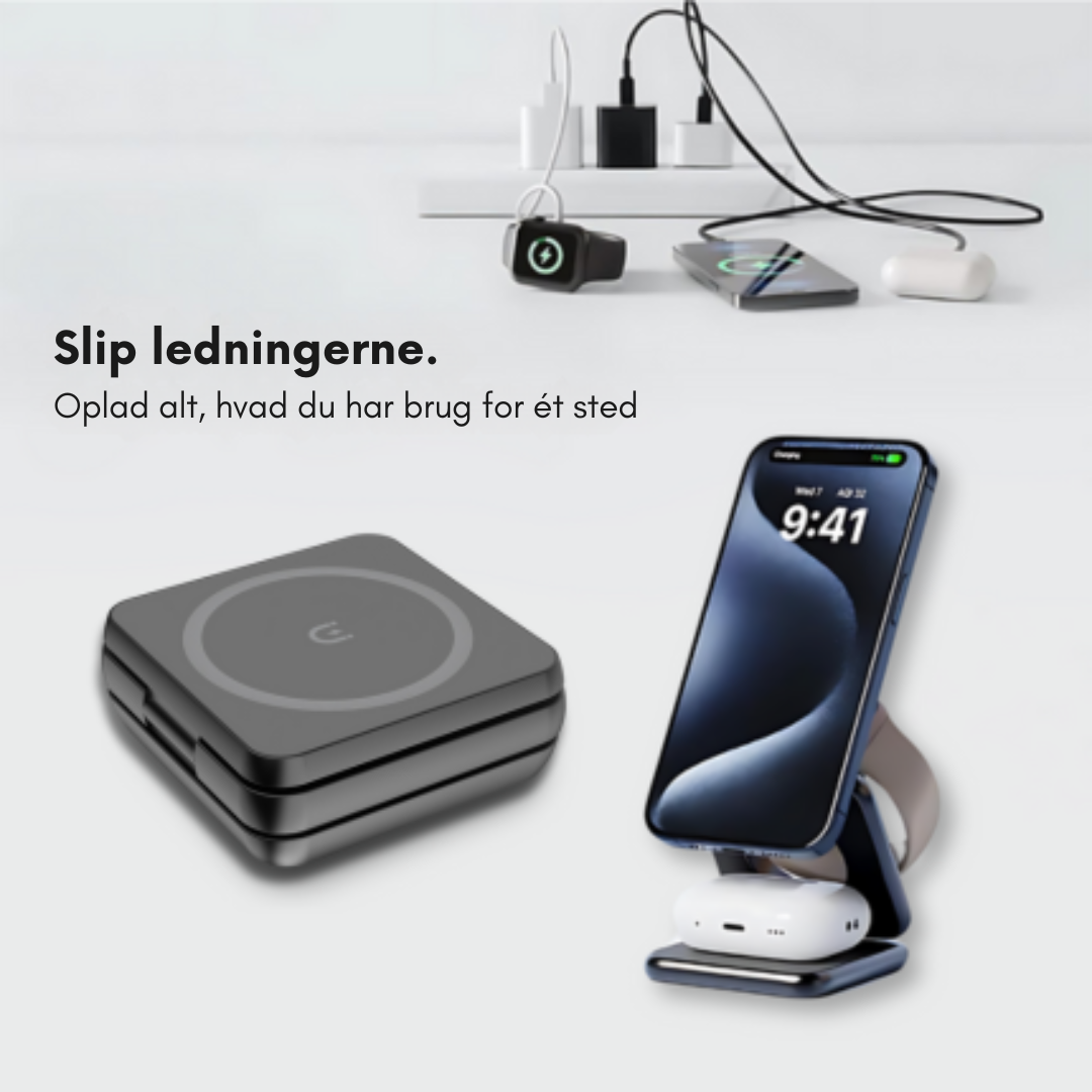 TriDock | 3-i-1 Trådløs Oplader
