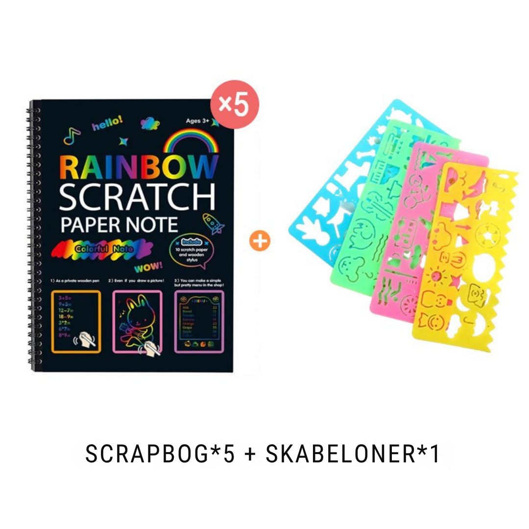 RegnbueKunst | Regnbuens magiske skrabepapir med træpen