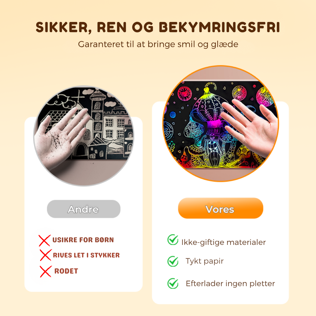 RegnbueKunst | Regnbuens magiske skrabepapir med træpen