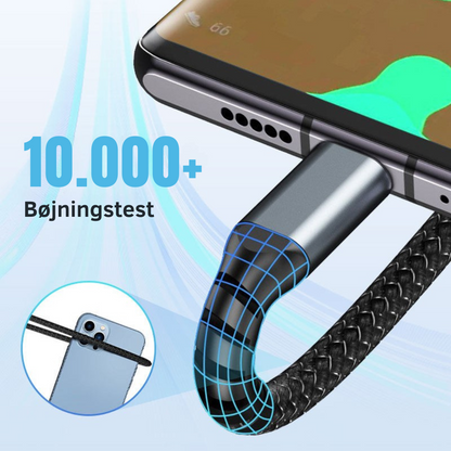 EnergiForbindelse | Det ultimative 3-i-1 flettede USB-hurtigladekabel