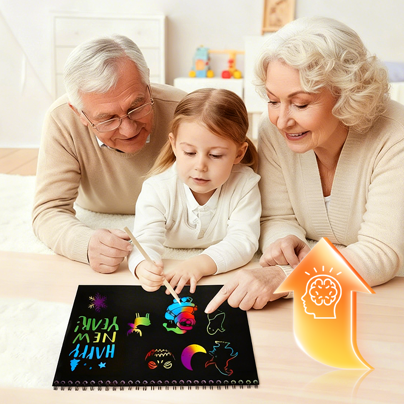 RegnbueKunst | Regnbuens magiske skrabepapir med træpen