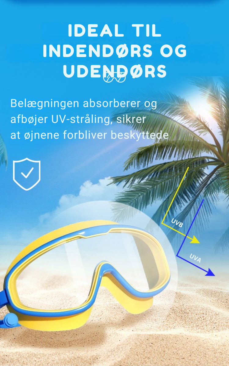 KlartSyn |  HD solbriller til børn med stor ramme, vandtætte og dugfrie