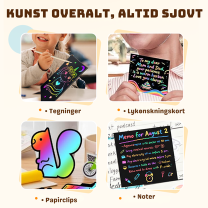 RegnbueKunst | Regnbuens magiske skrabepapir med træpen