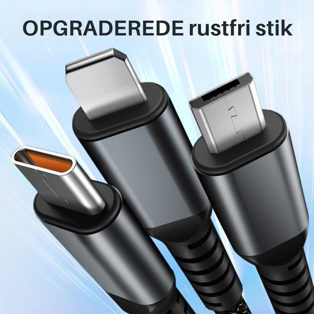 EnergiForbindelse | Det ultimative 3-i-1 flettede USB-hurtigladekabel