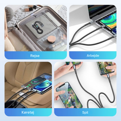 EnergiForbindelse | Det ultimative 3-i-1 flettede USB-hurtigladekabel
