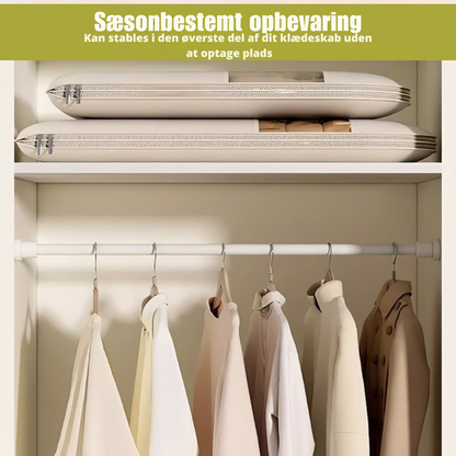 SpaceSaver | Pladsbesparende hængende tøjpose med selvkomprimerende lynlås