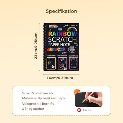 RegnbueKunst | Regnbuens magiske skrabepapir med træpen