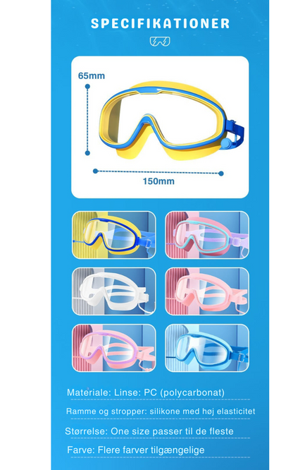 KlartSyn |  HD solbriller til børn med stor ramme, vandtætte og dugfrie