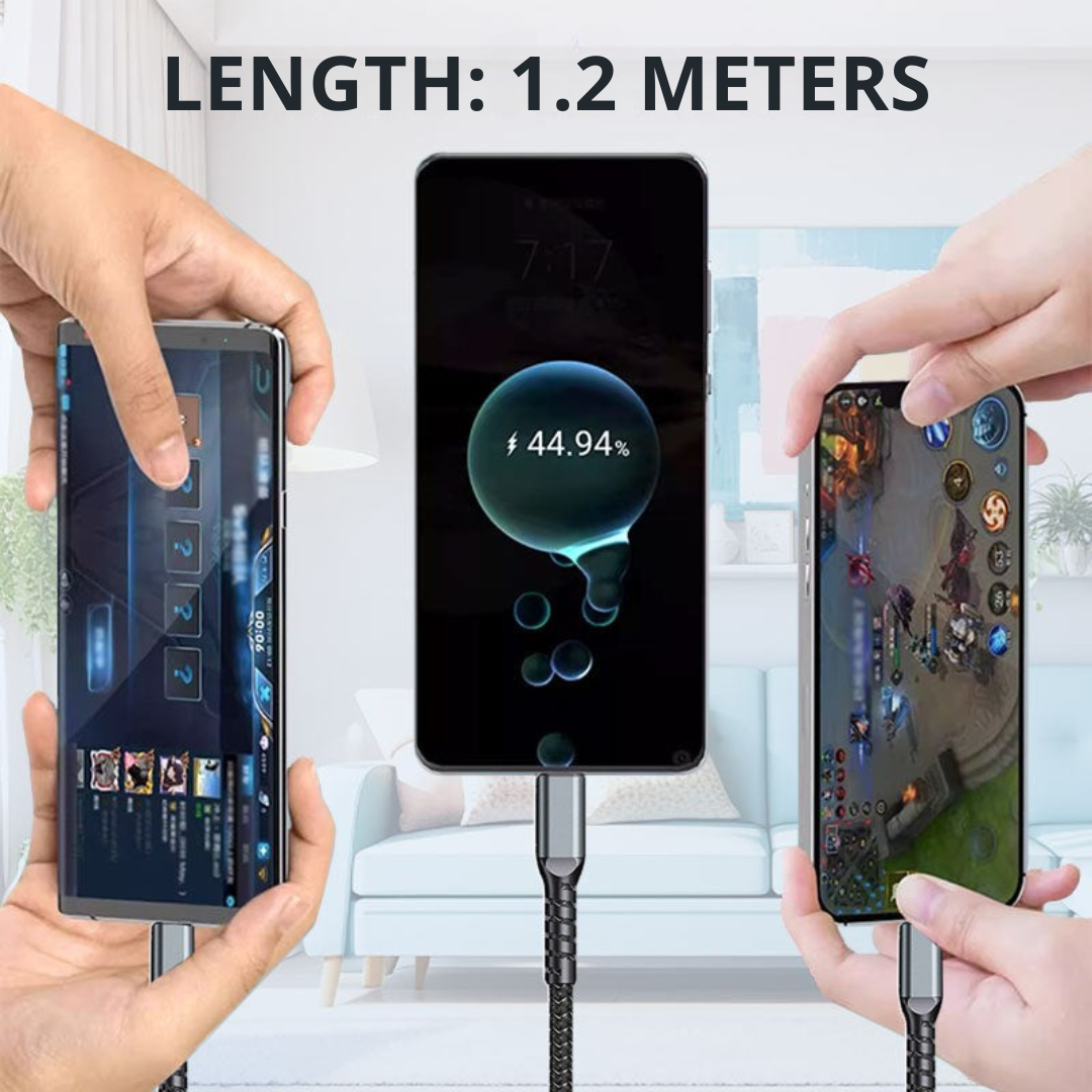 EnergiForbindelse | Det ultimative 3-i-1 flettede USB-hurtigladekabel