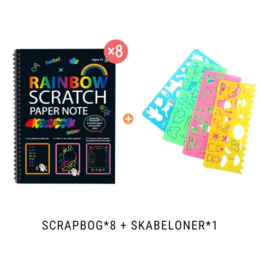 RegnbueKunst | Regnbuens magiske skrabepapir med træpen