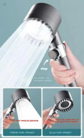 FriskStråle | Shower - 4 i 1 Massage og Hudpleje Multifunktionel Bruserhoved